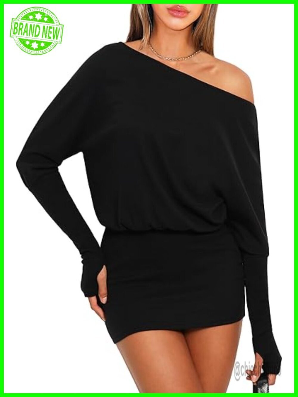 Off One Shoulder Batwing Sleeve Wrap Bodycon Mini Dress Party Night Out